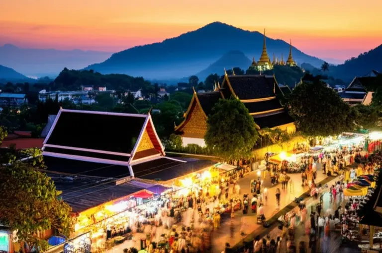 Day 3 – Mount Phousi Sunset, Night Market & Local Eats: Climb timing, photography spots, sunset viewing tips, Luang Prabang Night Market guide and recommended Lao dishes