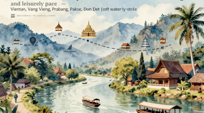 Planning Your Route and Pace: How to Map a Relaxed 14-Day Laos Journey (Vientiane, Vang Vieng, Luang Prabang, Pakse, Don Det)