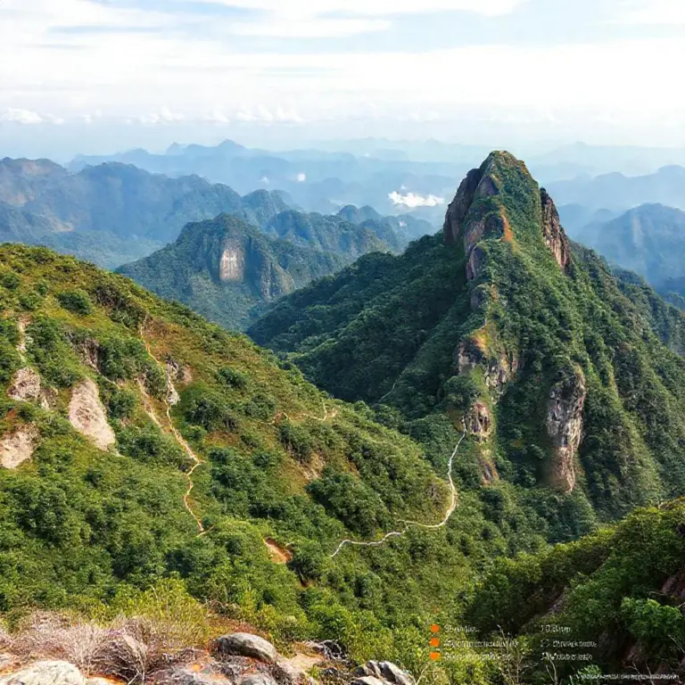 Step-by-step trail routes and difficulty levels for Pha Daeng, Pha Kuang, and Phanoi (maps, distances, elevation, estimated times)