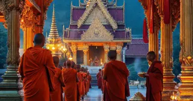 What is the cultural and religious significance of Buddhism in Laos and how does it shape temple life?