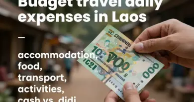 Estimated daily expenses in Laos: accommodation, food, transport, activities, and cash vs card tips for budget travelers