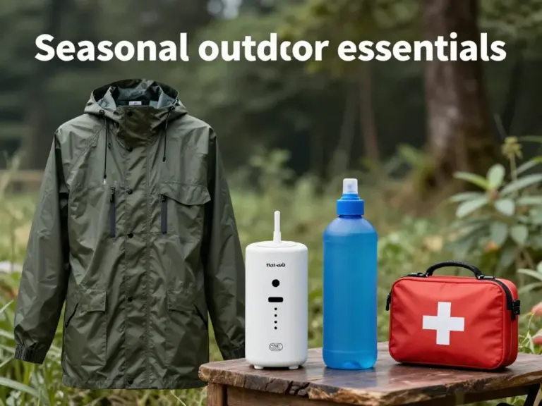Gear, Gadgets, and Health Items to Bring for Each Season (rain gear, mosquito protection, water purification, portable charger, first-aid)