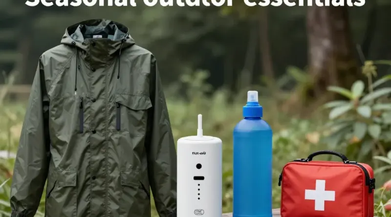Gear, Gadgets, and Health Items to Bring for Each Season (rain gear, mosquito protection, water purification, portable charger, first-aid)