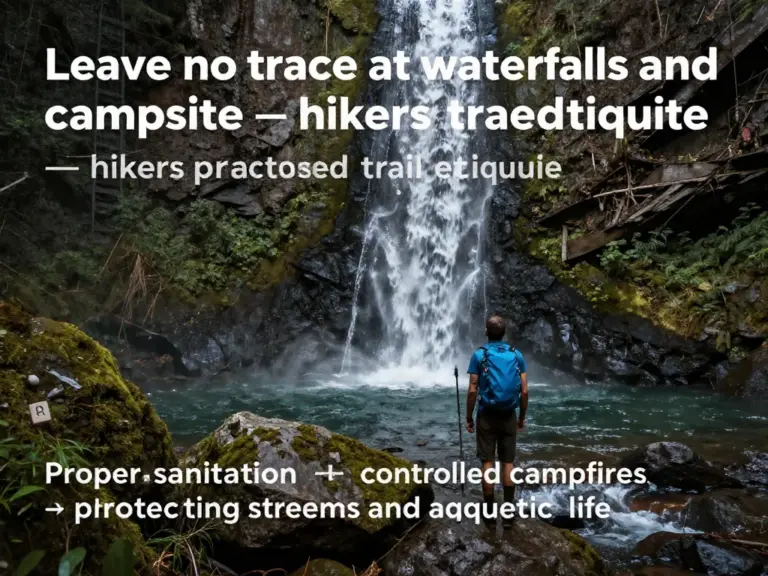 Minimizing Footprint at Waterfalls and Campsites — Trail Etiquette, Sanitation, Fire Safety, and Protecting Aquatic Ecosystems