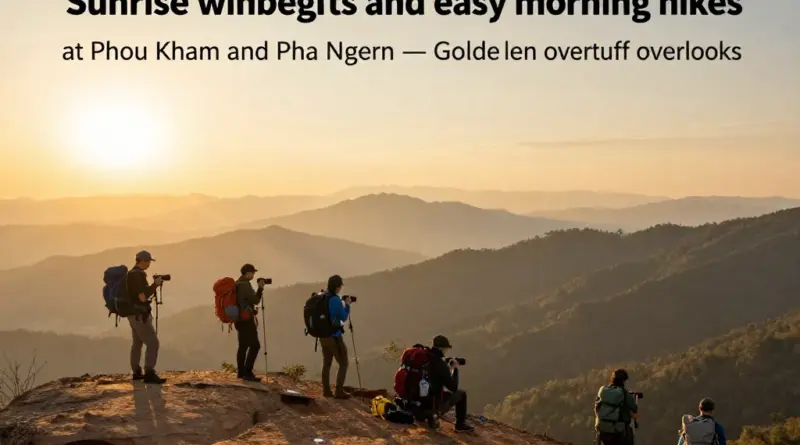 Morning Highlights and Must-See Viewpoints: Top sunrise spots, easy hikes and viewpoints (Phou Kham, Pha Ngern), what to pack, photography tips, and estimated time allocation