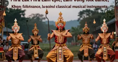 Types of Performances and Cultural Context — Phra Lak Phra Lam, Lam Vong, Khone Mask Dance, and Traditional Musical Instruments