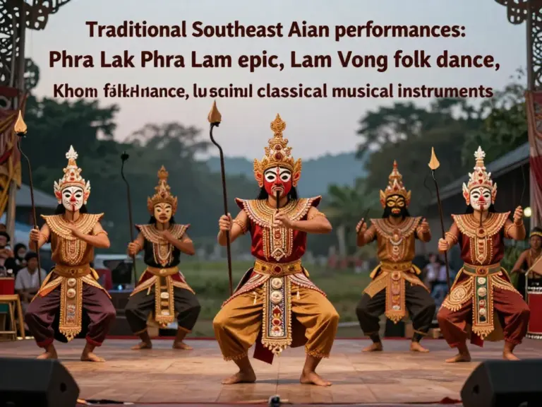Types of Performances and Cultural Context — Phra Lak Phra Lam, Lam Vong, Khone Mask Dance, and Traditional Musical Instruments