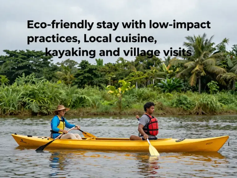 What to Expect During Your Stay: Low-Impact Practices, Local Food, Activities like Kayaking and Village Visits