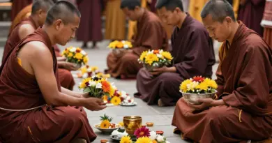 How should visitors prepare and dress appropriately for participating in or observing the alms giving—etiquette, dress code, and items to bring (offerings, photography guidelines)?