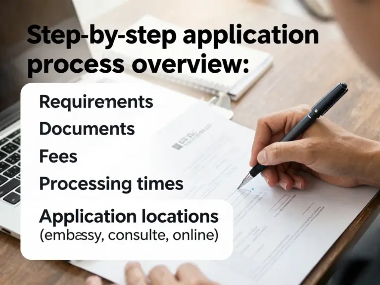 How to apply step-by-step: requirements, documents, fees, processing times, and where to apply (embassy, consulate, online)
