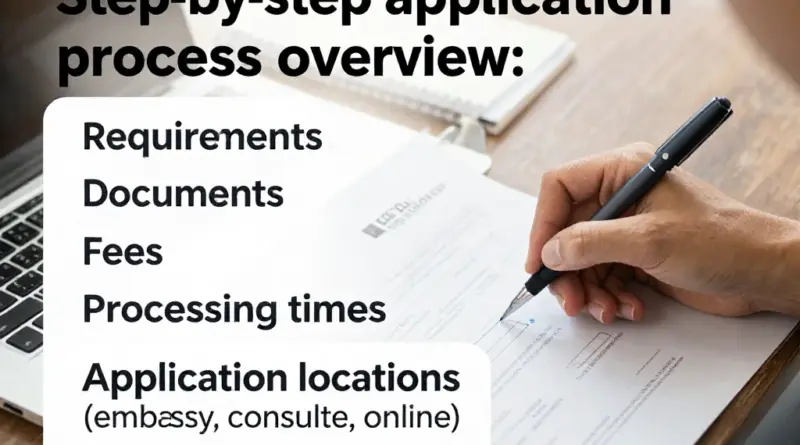 How to apply step-by-step: requirements, documents, fees, processing times, and where to apply (embassy, consulate, online)