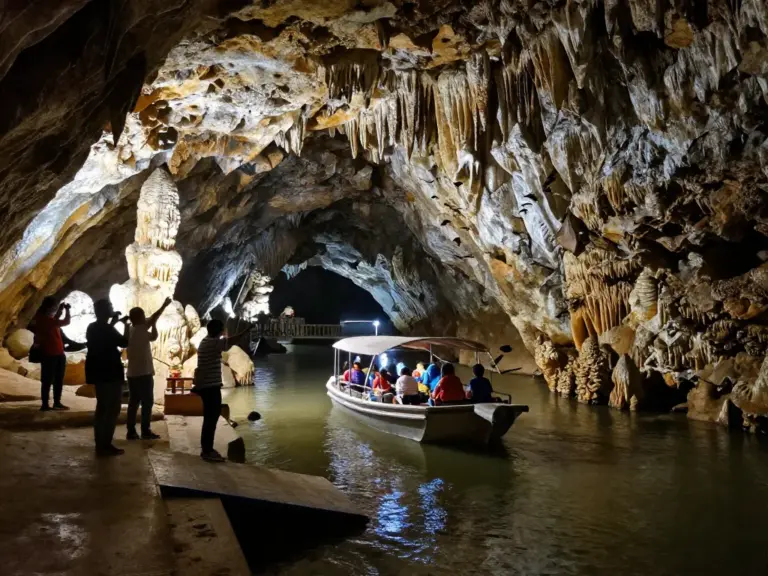 What to expect on the boat tour through the underground river: tour duration, cave formations, wildlife sightings, photography tips, and accessible routes for families